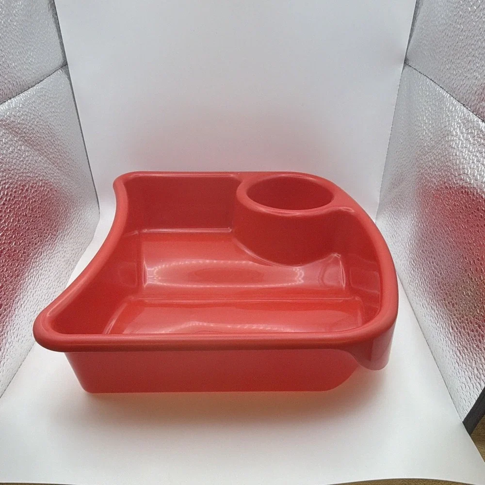 Barely Used Buc-ee's Red Plastic Divided Snack Tray w/ Dip Cup, 2 Compartments